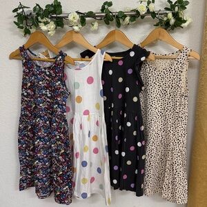 H&M • 4 Dresses in Colorful Floral, Vibrant Polka Dots, and Leopard Print